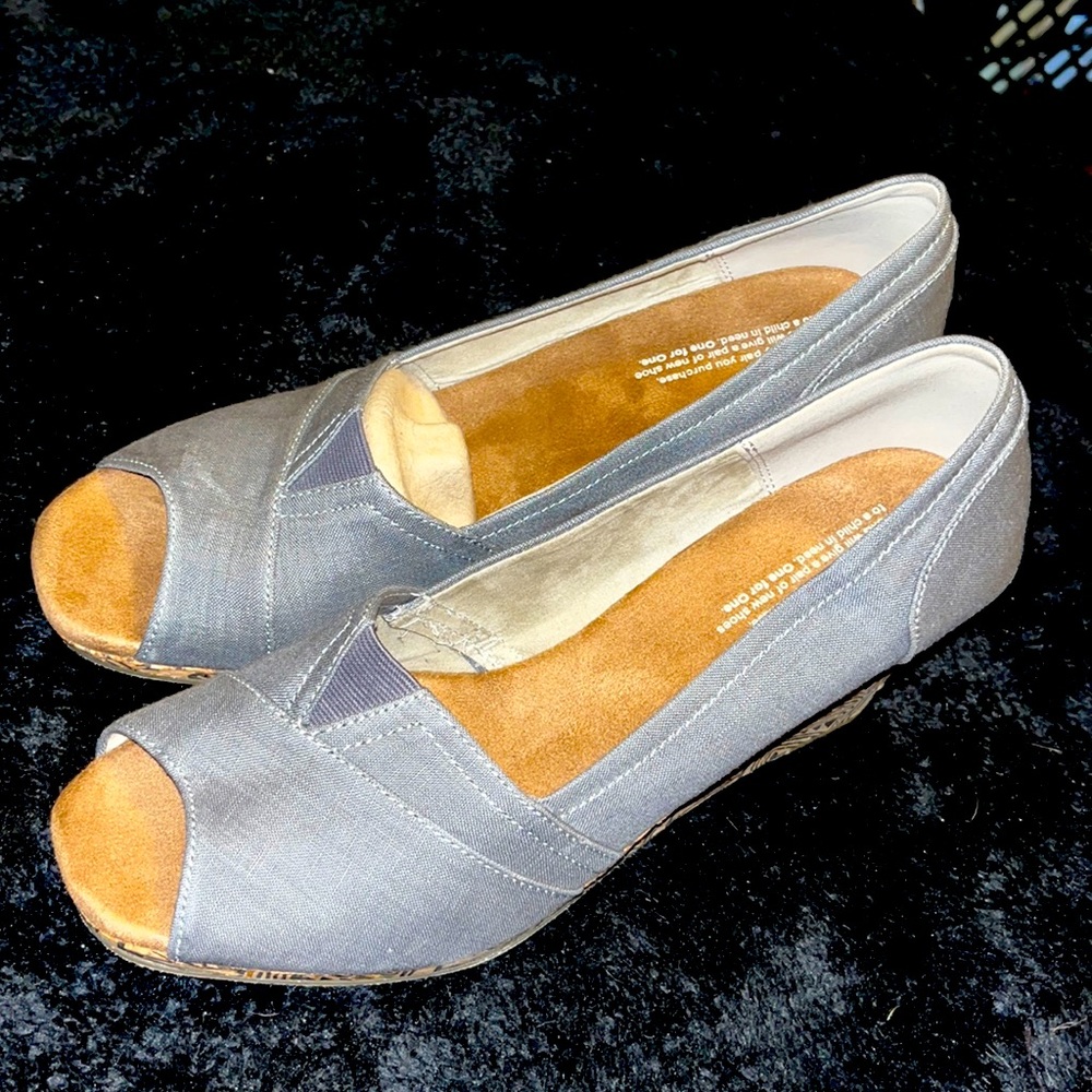 TOMS Blue Denim Wedges
